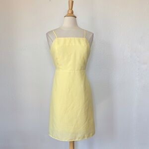 Solid Yellow Spaghetti Strap Fitted Dress